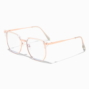 Solar Blue Light Reducing Rose Gold Geometric Clear Lens Frames,