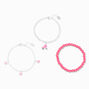 Pink Rollerskate Beaded Bracelet Set - 3 Pack,