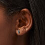 Silver Titanium Crystal Lightning Bolt Stud Earrings,