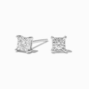 Laboratory Grown Diamond 2.5MM Square Basket Sterling Silver Stud Earrings 0.10 ct. tw.,