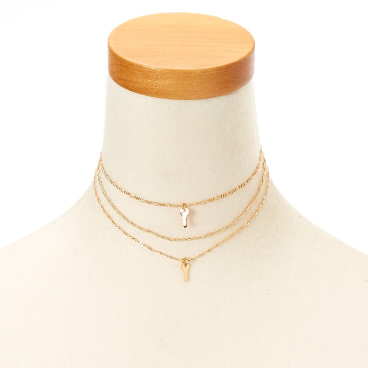 Gold-Tone 3 Pack Key Charm Choker Necklaces,