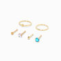 Gold-tone Stainless Steel 20G Embellished Nose Stud &amp; Hoops Set - 6 Pack,