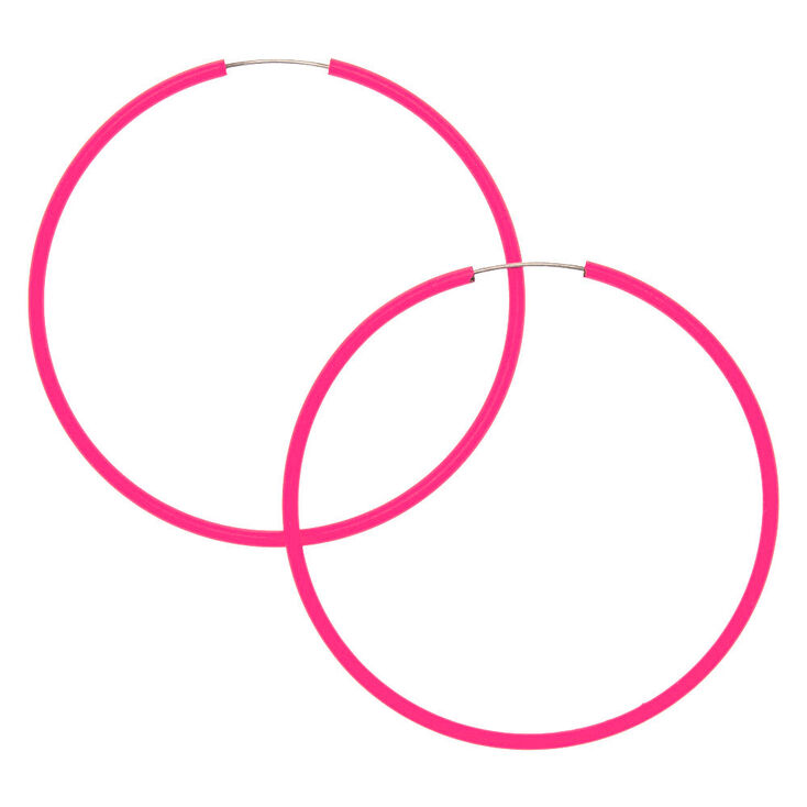 40MM Neon Hoop Earrings - Pink,