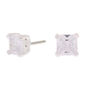 Sterling Silver Cubic Zirconia Square Stud Earrings - 5MM,