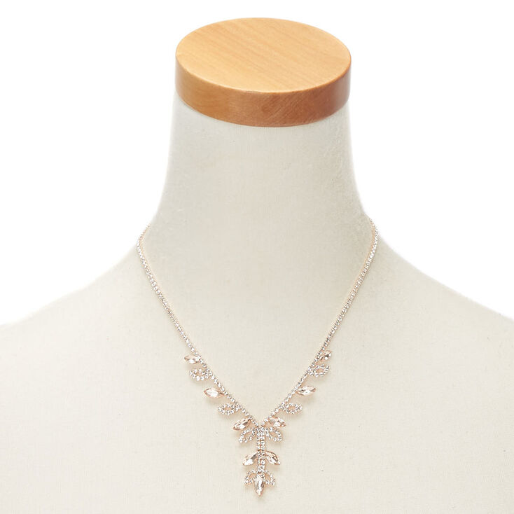 Rose Gold Rhinestone Leaf Jewelry Set - 2 Pack,