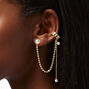 Gold-tone Pearl Hoop Connector Cuff Earring Stackables - 5 Pack,