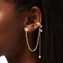 Gold-tone Pearl Hoop Connector Cuff Earrings Stackables - 5 Pack,