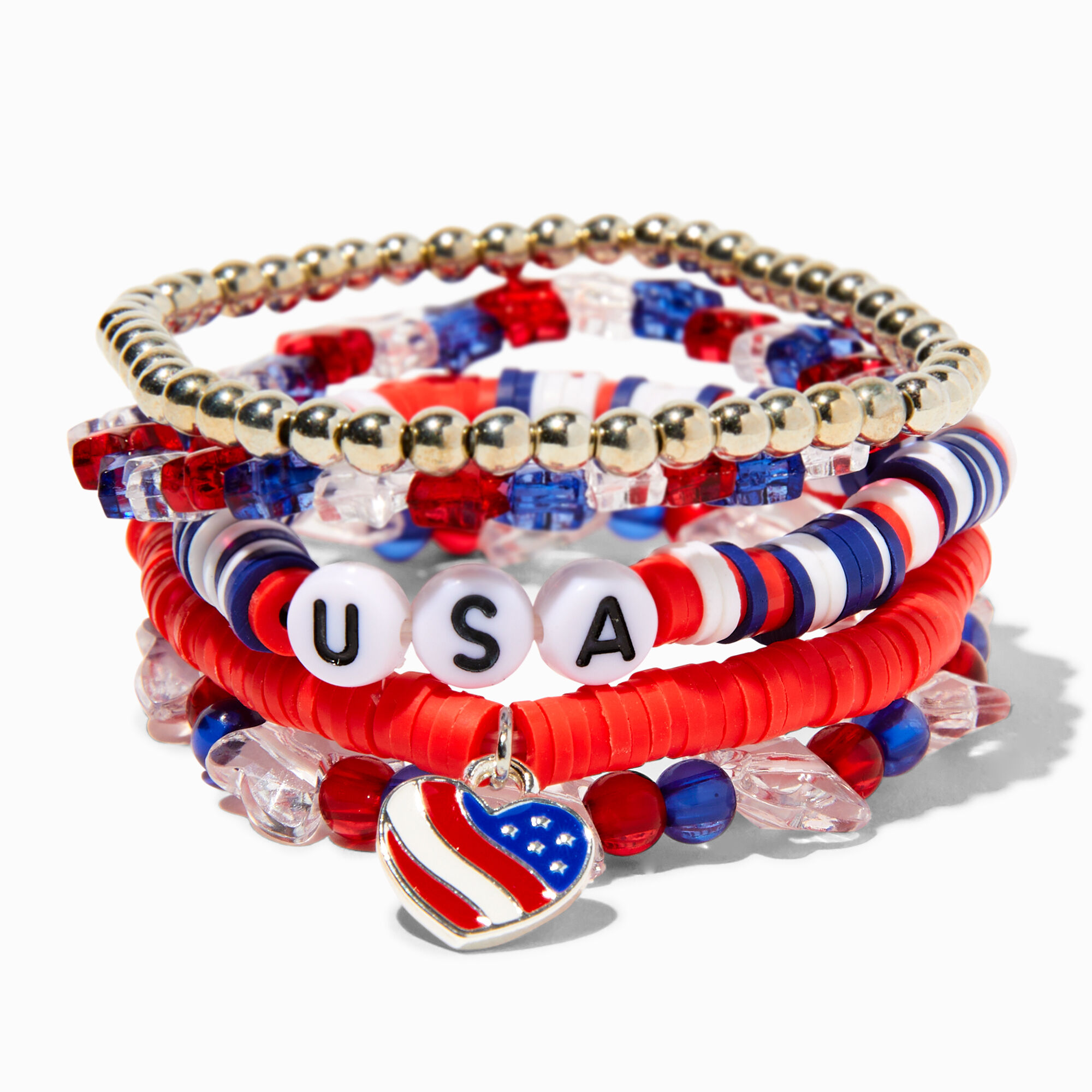 Red and blue store bracelets