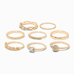 Gold Embellished Assorted Rings - 8 Pack,