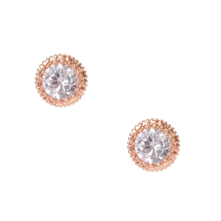 5MM Vintage Framed Round Cubic Zirconia Stud Earrings,