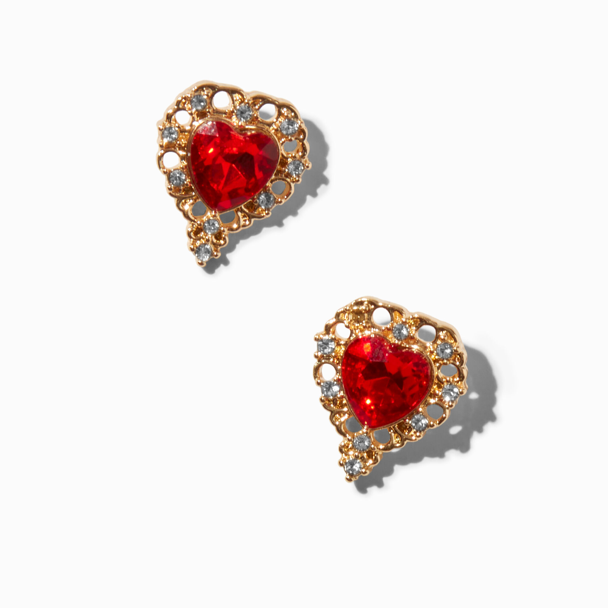 Red heart hotsell stud earrings