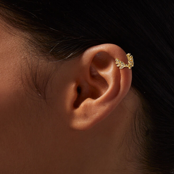 Gold Stainless Steel 16G Leaf Cartilage Hoop Earring,