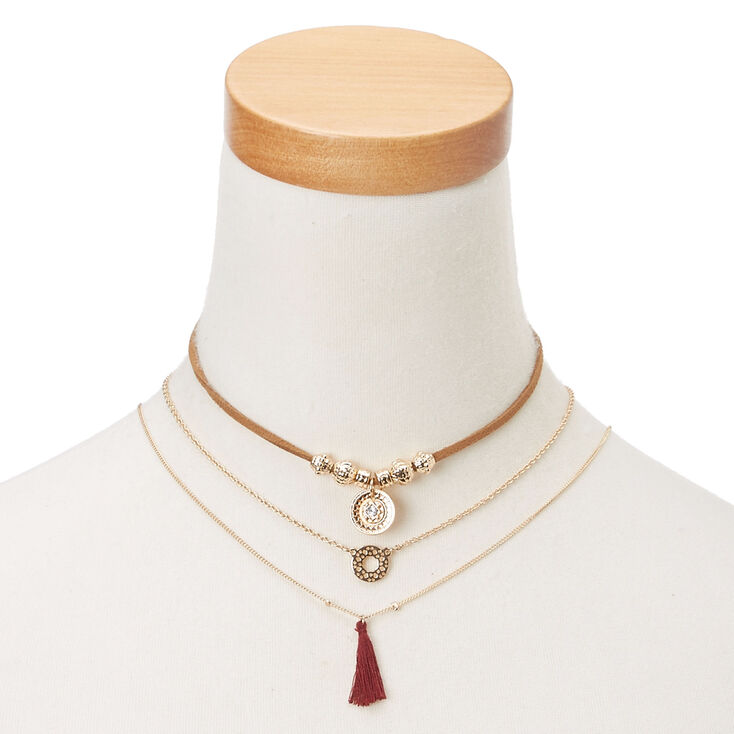 Three Piece Gold Accent Choker Necklace,