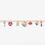 Gold Multi Charm Chain Link Bracelet,
