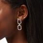 Silver 2&quot; Pave Rhinestone Chainlink Drop Earrings,