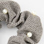 Giant Tweed Pearl Hair Scrunchie - Gray,