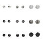Mixed Metal Fireball Stud Earrings - 9 Pack,
