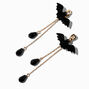 Black Bat Beaded 3&quot; Clip-On Drop Earrings,