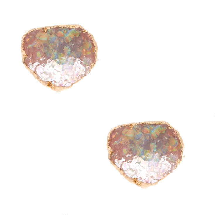 Geode Stud Earrings - Opal,