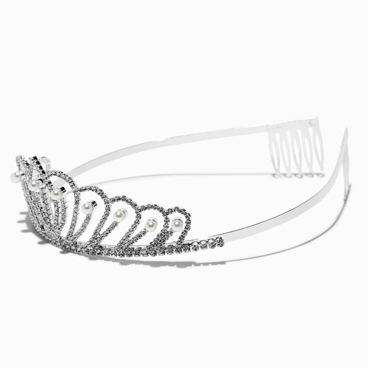 Silver-tone Pearl Rhinestone Dragonfly Tiara,