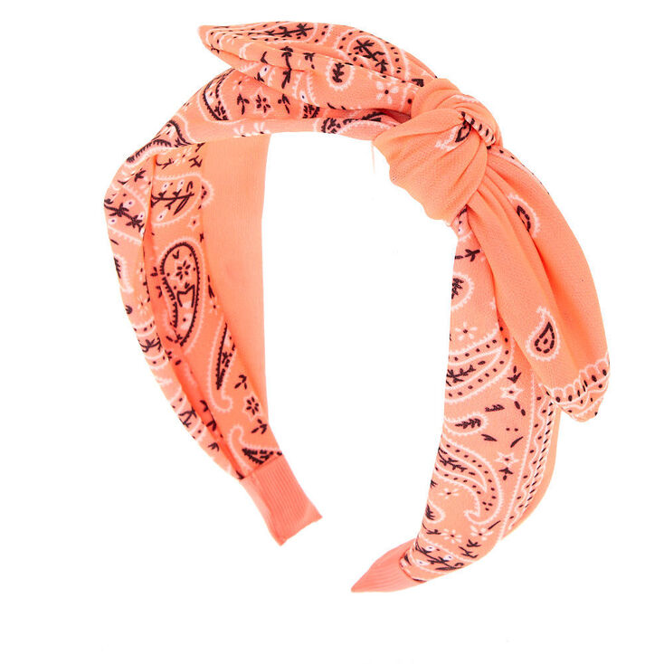 Paisley Bandana Headband - Coral,