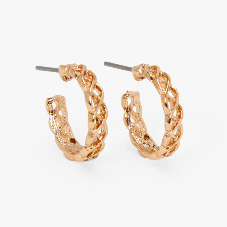 Gold 15MM Weave Hoop Earrings,