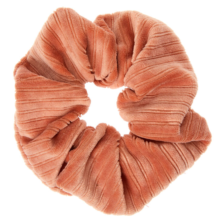 Ribbed Velvet Hair Scrunchie - Peach,