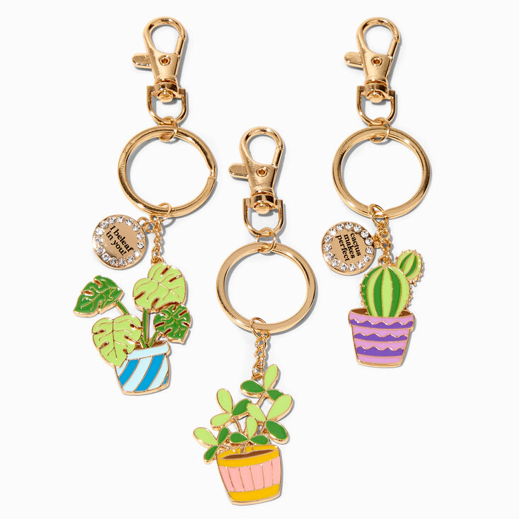 Enameled Succulents Best Friends Keychains - 3 Pack,