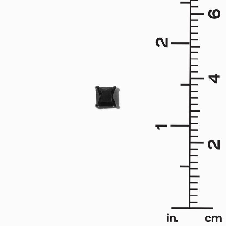 Black Stainless Steel Cubic Zirconia 6MM Square &amp; Round Stud Earrings - 2 Pack,
