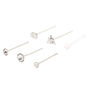 Sterling Silver Cubic Zirconia 22G Nose Studs - 6 Pack,