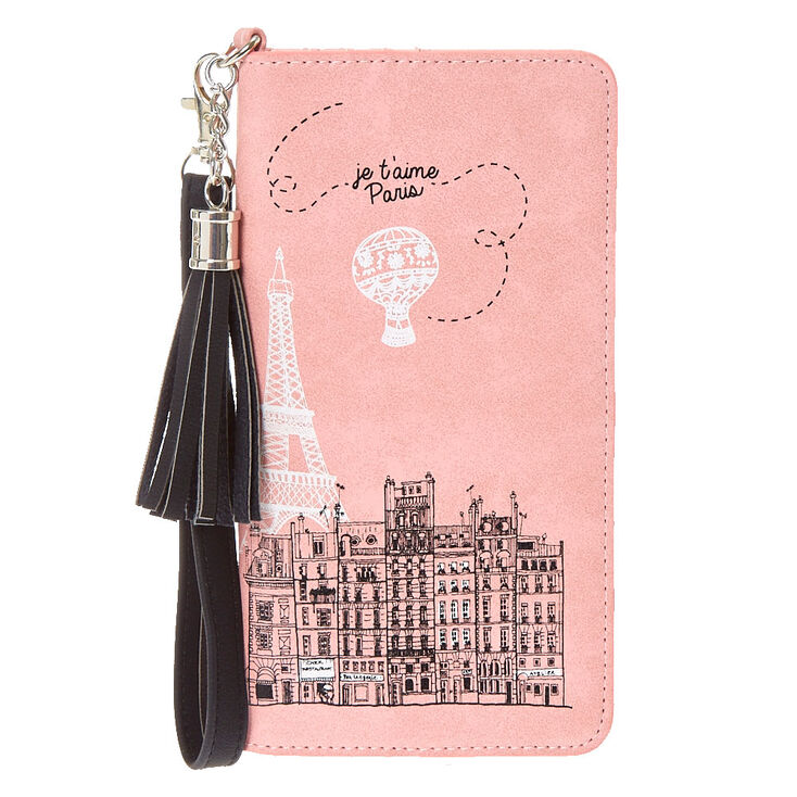 Je T'aime Paris Pink Tassel Wristlet,