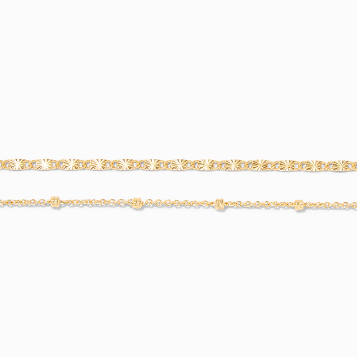 ICING Select 18k Yellow Gold Plated Beaded &amp; Figaro Chain Anklets - 2 Pack,