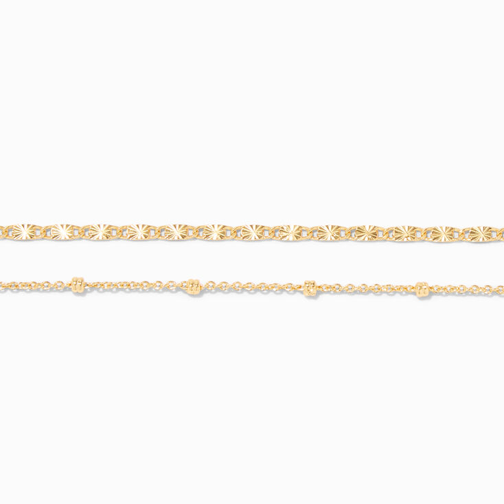 Icing Select 18k Yellow Gold Plated Beaded &amp; Figaro Chain Anklets - 2 Pack,