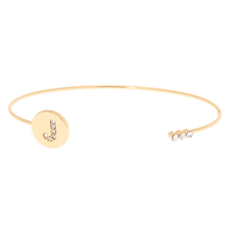 Gold Initial Cuff Bracelet - J,
