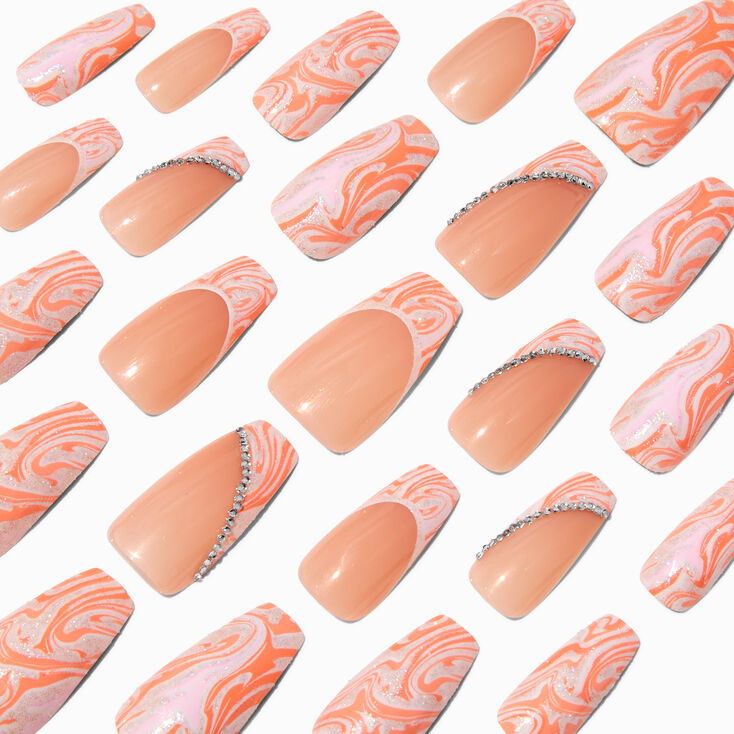 Tortoiseshell Bling Stiletto Faux Nail Set - 24 Pack,