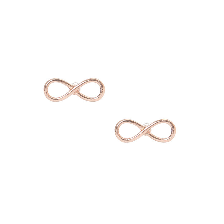 Gold Plated Rose Gold Infinity Symbol Earrings,