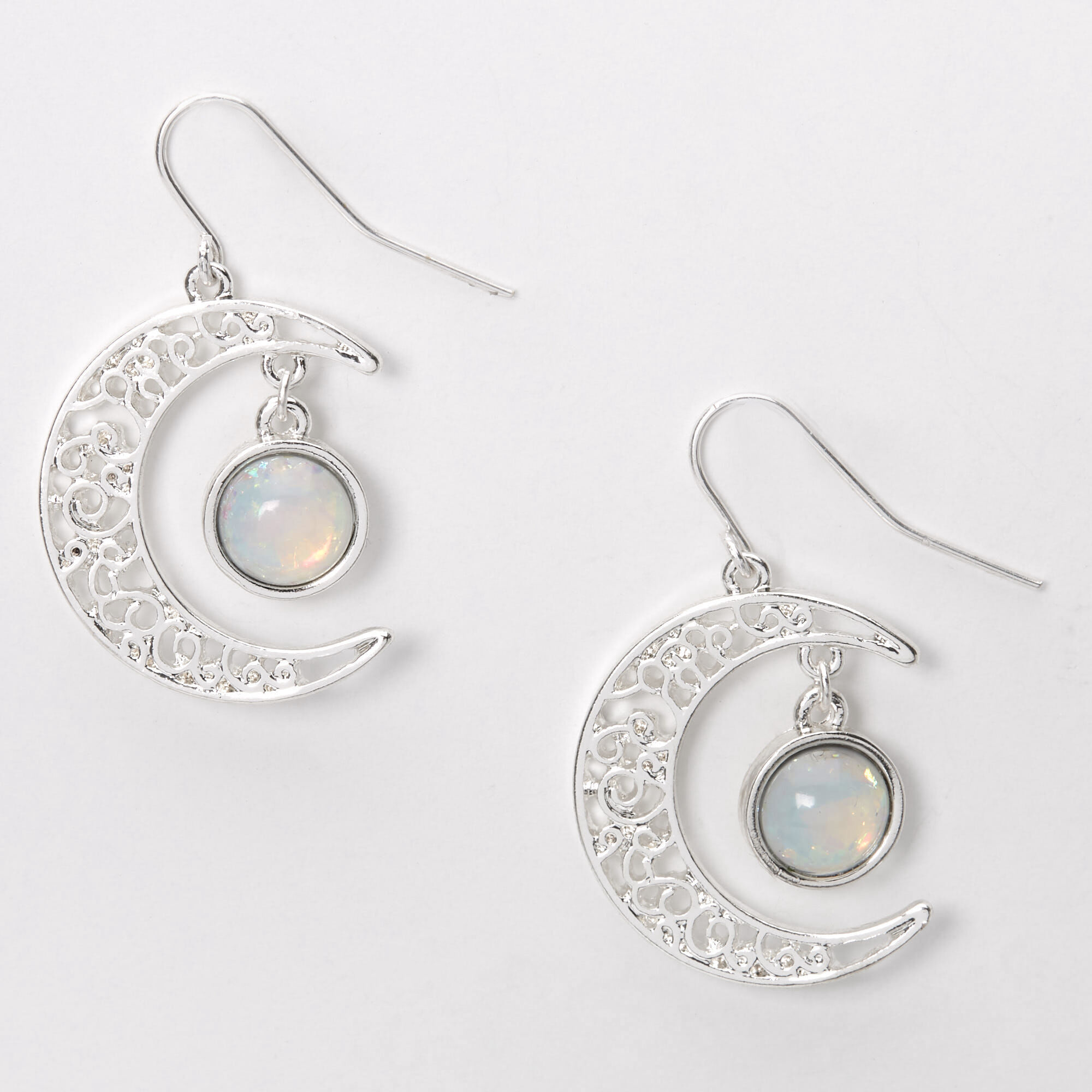 Crescent moon drop earrings discount