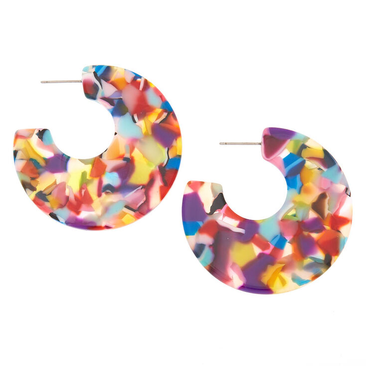 45MM Resin Half Hoop Earrings - Rainbow,