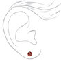 Silver Cubic Zirconia Round Stud Earrings - Ruby, 5MM,