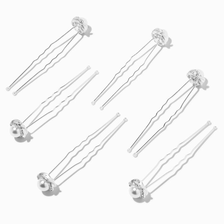 White Pearl Halo Hair Pins - 6 Pack,