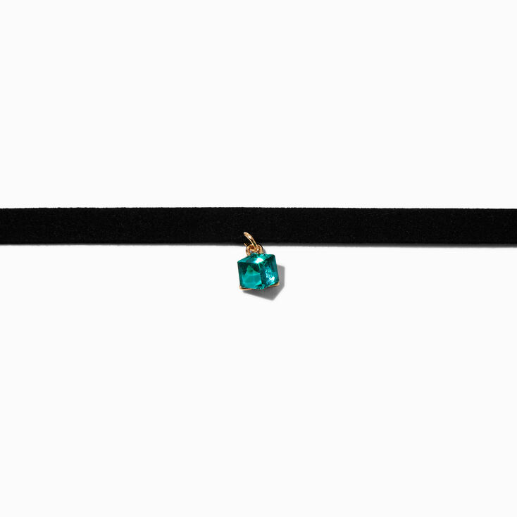 Green Cube Pendant Choker Necklace,