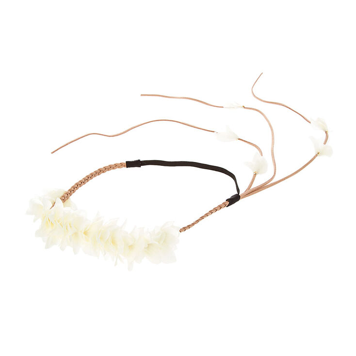 Ivory Flowers Braided Faux Suede Head wrap,