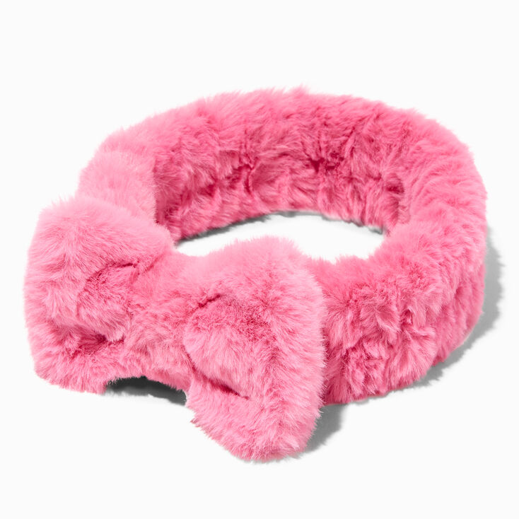 Hot Pink Furry Makeup Bow Headwrap,