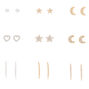 Mixed Metal Celestial Earrings - 9 Pack,