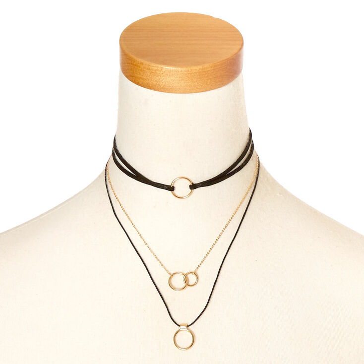 Black & Gold Multi Choker Necklace,