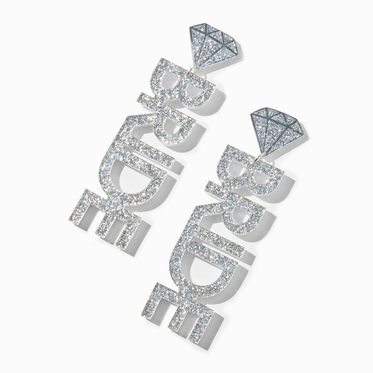 Glittery Bride 3.5&quot; Drop Earrings,
