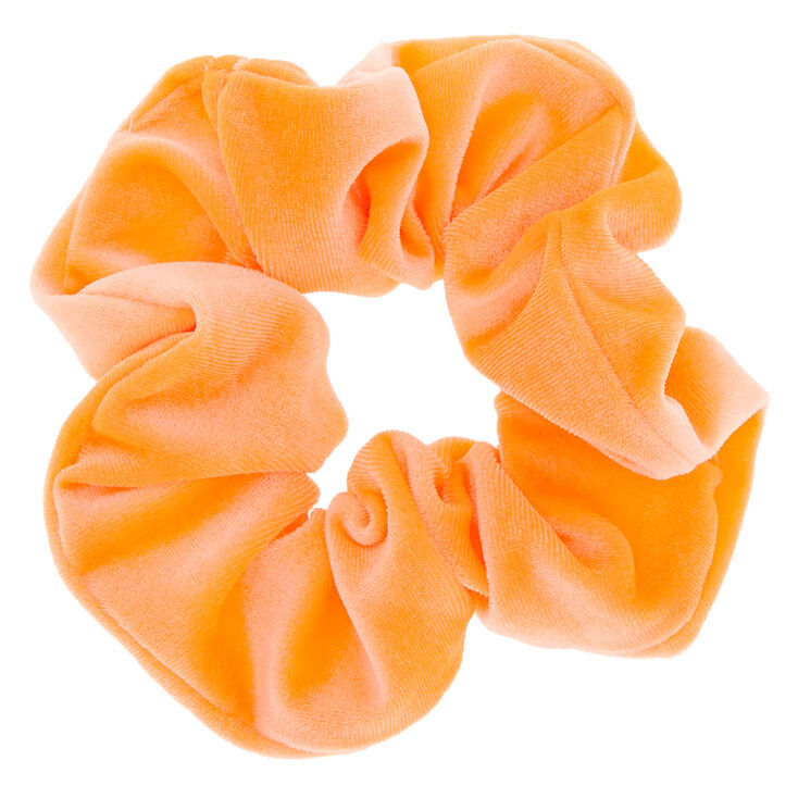 Medium Velvet Hair Scrunchie - Neon Orange,