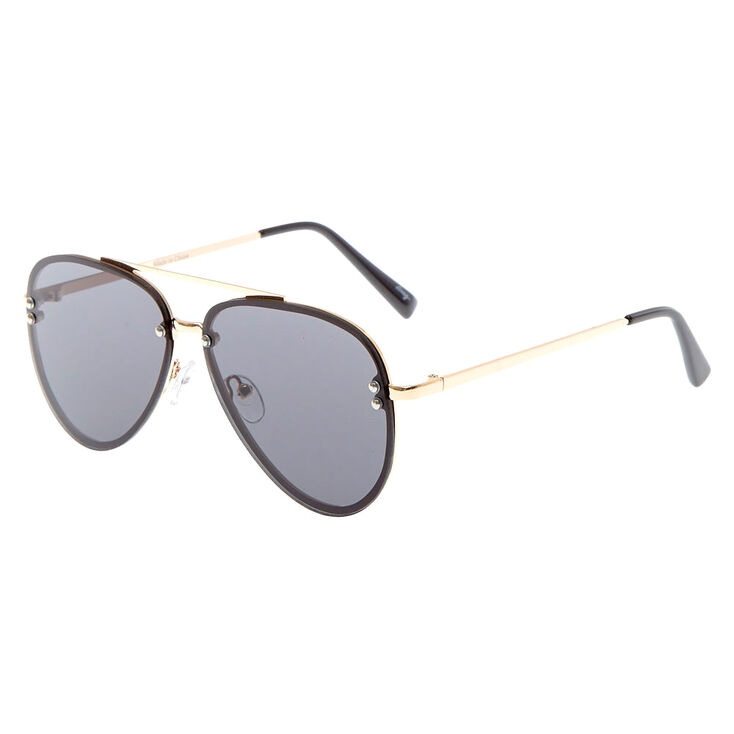 Black Rimless Aviator Sunglasses,