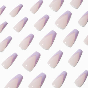 Lilac French Tips Squareletto Vegan Faux Nail set - 24 Pack,