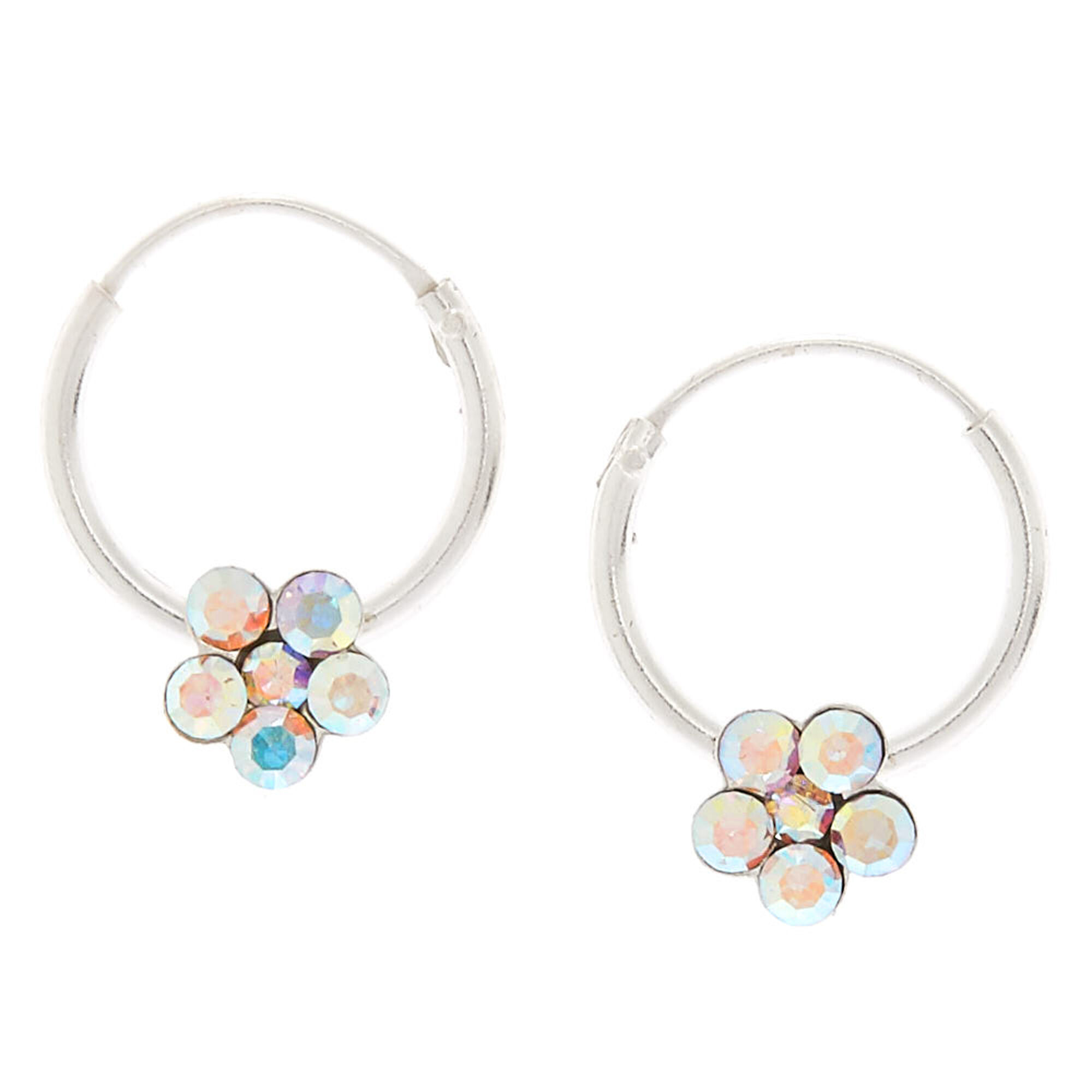 Sterling Silver 12mm Iridescent Flower Hoop Earrings Icing Us Sterling Silver 12mm Iridescent Flower Hoop Earrings